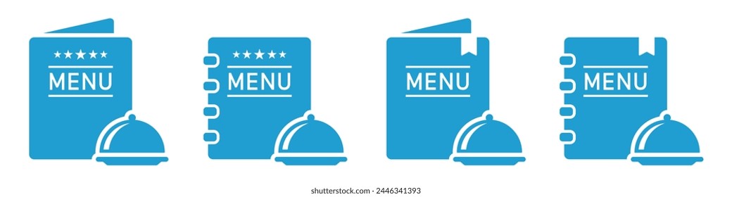 Food menu book icon. Restaurant book menu icon, vector illustration