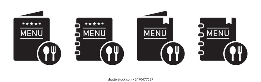 icono de libro de menú de comida. Icono del menú del restaurante, Ilustración vectorial