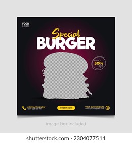 Food menu burger social media post template design 
