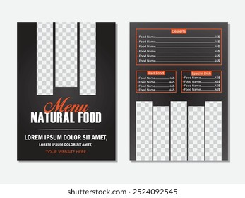 Food Menu Card Design PSD Freebie. comida restaurante menu cartão design.