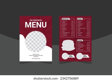 plantilla de diseño de tarjeta de menú de comida para su restaurante.