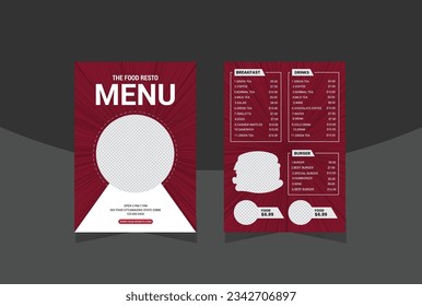 food menu card design template for your resturant.