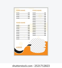 Food menu card design template for your restaurant