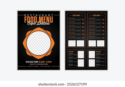 Food menu card design template for your restaurant business