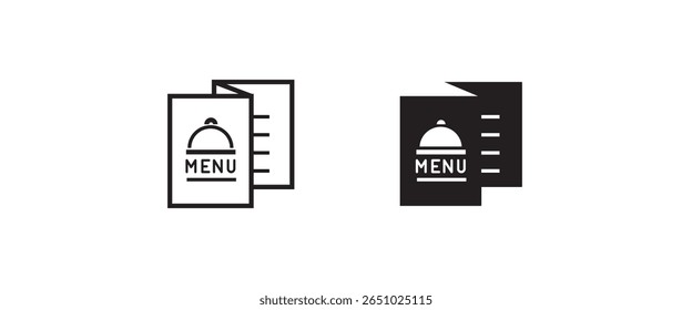 Food menu card icon Cooking, cuisine restaurant or cafe. line and flat icons set, editable stroke isolated on white, linear vector outline illustration, symbol logo design style