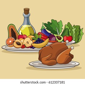 food menu chicken fruit vegetable image