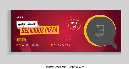 Food menu and delicious burger facebook cover banner social media ident personal social media cover photo template design premium vector