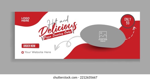 Food menu and delicious burger facebook cover banner social media ident personal social media cover photo template design premium vector