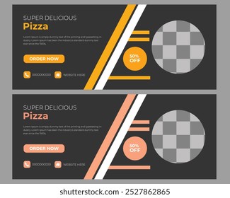 food menu and delicious pizza facebook cover banner template

