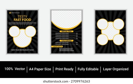 Food menu design, flyer layout design