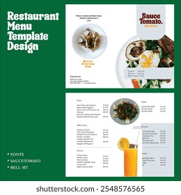 Food Menu design for restaurant or cafe. Restaurant Menu Template. Double sided Food menu template