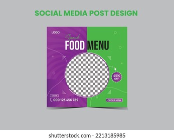 Food menu design template, social media post design, ad layout, web marketing, online food delivery