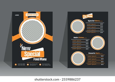 Food menu design templates cover set