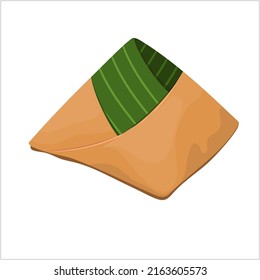 food menu design wrapped in paper and banana leaves. cartoon illustration vector