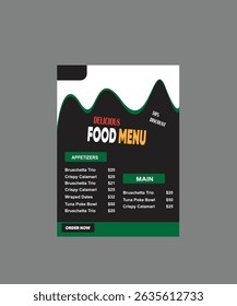 Diseño de flyer de menú de comida 