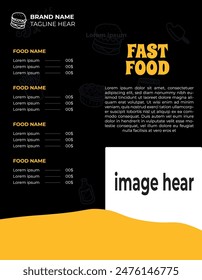 Menú de comida. Diseño de Flyer Tamplate.Diseño de Vector