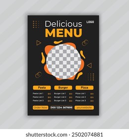 Food Menu Flyer Design Template and restaurant menu. Vector illustration for banner, poster, flyer, cover, menu, brochure