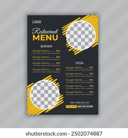 Food Menu Flyer Design Template and restaurant menu. Vector illustration for banner, poster, flyer, cover, menu, brochure