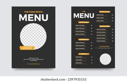 Food menu flyer design vector template in A4 size. flyer, banner and Layout Design.