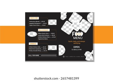 folheto de menu de alimentos, irritante, modelo de folheto, design, marketing