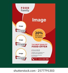 Food Menu Flyer Vector Design Template. Download it easy to edit all the elements of the design.