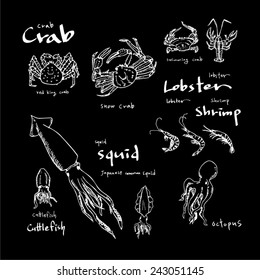 food menu illustrations / Set of food ingredients - vector illustrations
