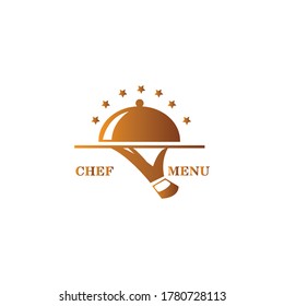 food menu logo, cutlery. Color illustration of vector design template