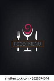 Food menu logo on a black background