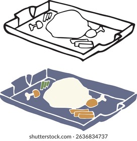 Food menu on a tray Vector