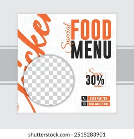 food menu poster design, food social media post, template, poster, ad design, template design for food