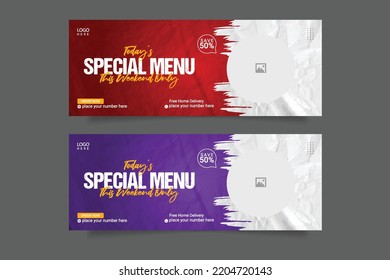 food menu promotion and social media cover banner template