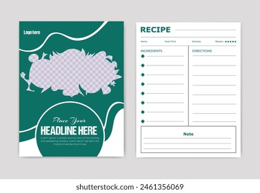 food menu recipe book design template for cookbook