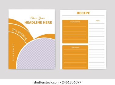 food menu recipe book design template for cookbook