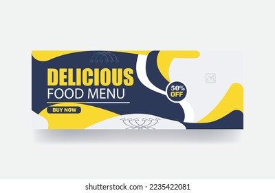 Food menu and restaurant banner social media post cover or pizza banner template