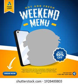 Food menu and restaurant burger social media post template