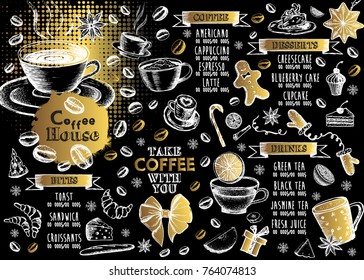 Food menu for restaurant and cafe. 