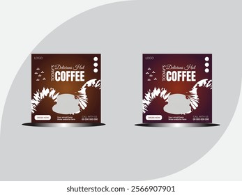 Food menu and restaurant coffee social media Instagram post banner template