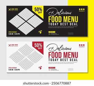 Food menu and restaurant Facebook cover banner template