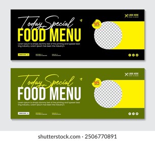 Food menu and restaurant Facebook cover banner template