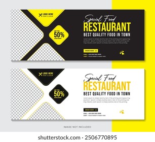 Food menu and restaurant Facebook cover banner template