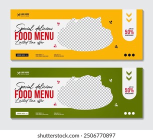 Food menu and restaurant Facebook cover banner template