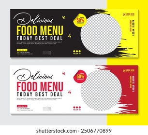 Food menu and restaurant Facebook cover banner template