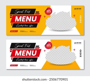 Food menu and restaurant Facebook cover banner template