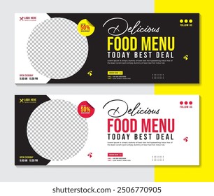 Food menu and restaurant Facebook cover banner template