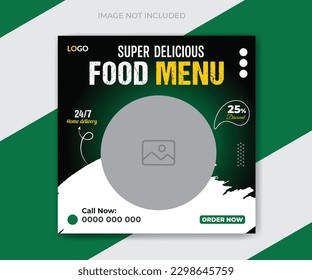 Food menu restaurant post template suitable for social media culinary promotion background color design