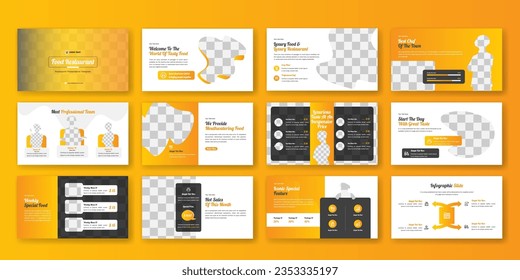 Food menu and restaurant presentation slide template landing page design