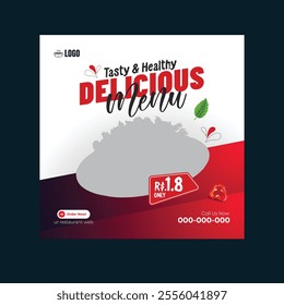 Food Menu or Restaurant Promotional Social Media Banner Post Template Design