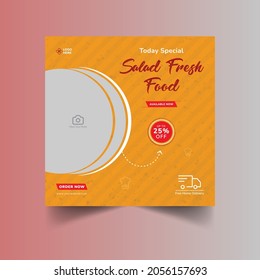 Food menu and Restaurant social media post template. Healthy food, vegetable, Junk Food, and food delivery poster Layout.
Vector illustration design