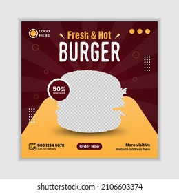 Food menu and restaurant social media banner template