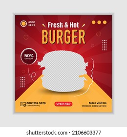 Food menu and restaurant social media banner template